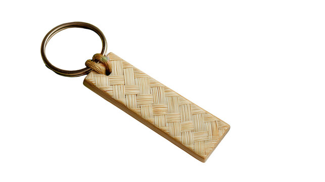 Bamboo name tag keychain background isolated on a Transparent background, PNG file.