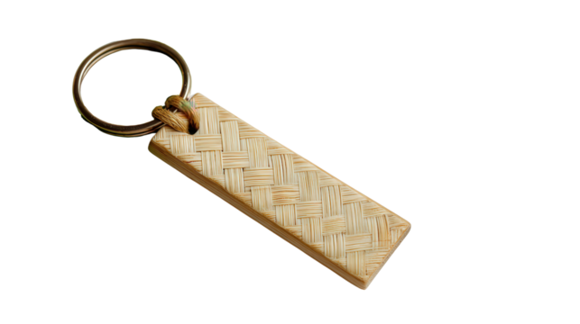 Bamboo name tag keychain background isolated on a Transparent background, PNG file.