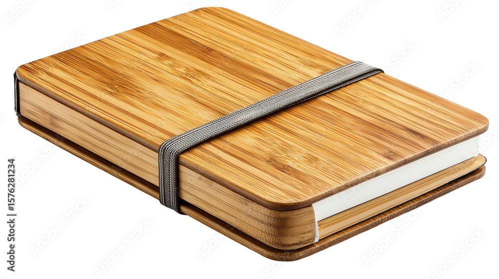 Aufkleber bamboo notebook with elastic band background isolated on a transparent background, png file.