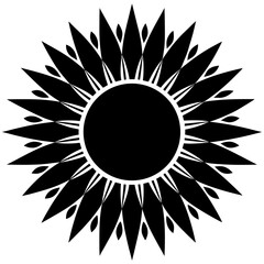 Sunflower Head Black Silhouette Design