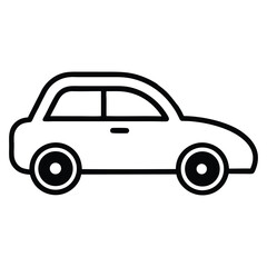 Line art drawing of a small compact car isolated on white background