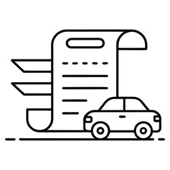 Car insurance policy document with checklist on white background