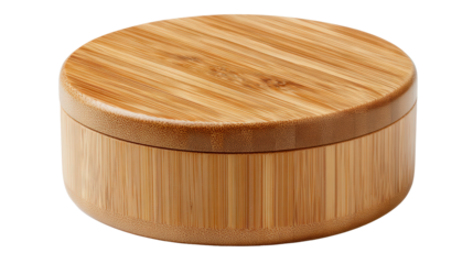 Bamboo spice jar lid smooth top background isolated on a Transparent background, PNG file.