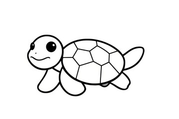 Fototapeta premium Simple cute turtle coloring page thick black outline minimalistic flat 2D vector illustration kids book style