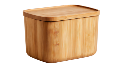 Bamboo storage bin with lid background isolated on a Transparent background, PNG file.