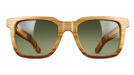Bamboo sunglasses frame background isolated on a Transparent background, PNG file.