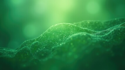 Green Leaf Macro with Dew Drops and Sunlight Background