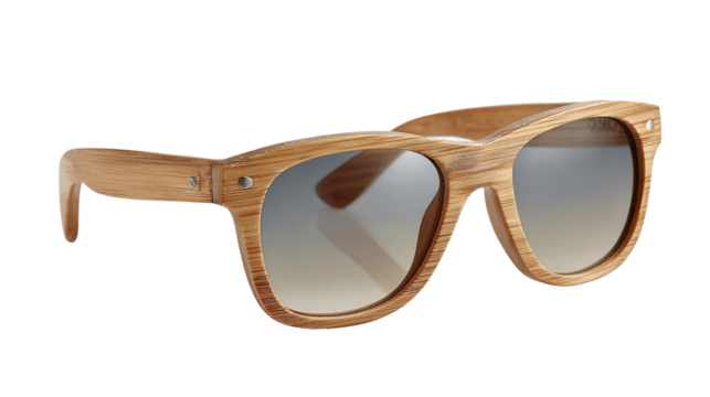 Bamboo sunglasses frame background isolated on a Transparent background, PNG file.