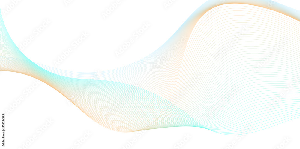 Poster abstract backdrop with colorful wave gradient lines on white background.