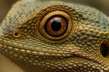 Fototapeta premium A close-up of a reptile's eye, showcasing its intricate scales and piercing gaze