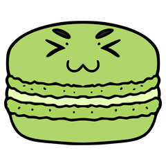 green macaroon character illustration hand drawn isolated vector