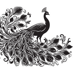 A beautiful peacock vector silhouette
