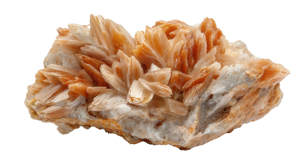 Barite heavy mineral lump background isolated on a Transparent background, PNG file.