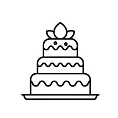 Wedding cake with cream and cherry decoration vector illustration