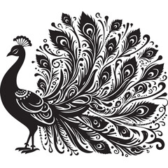 Fototapeta premium A beautiful peacock vector silhouette