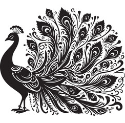 A beautiful peacock vector silhouette
