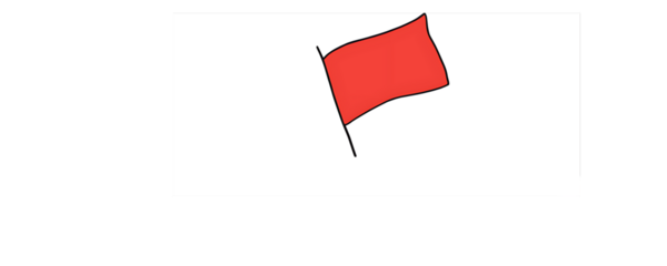 Simple red flag waving on white background image
