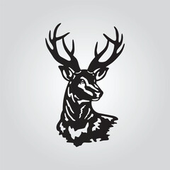 vintage whitetail deer hunting badge silhouette vector logo