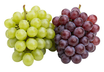 Fototapeta premium A fresh green and red grapes, white background isolated