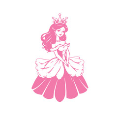 Fototapeta premium Princess in gown and tiara vector design concept illustration.