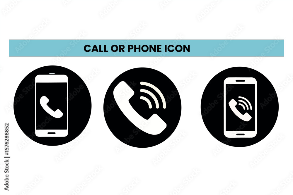 Fototapete set of vector call or phone buttons with icons for web and interface design