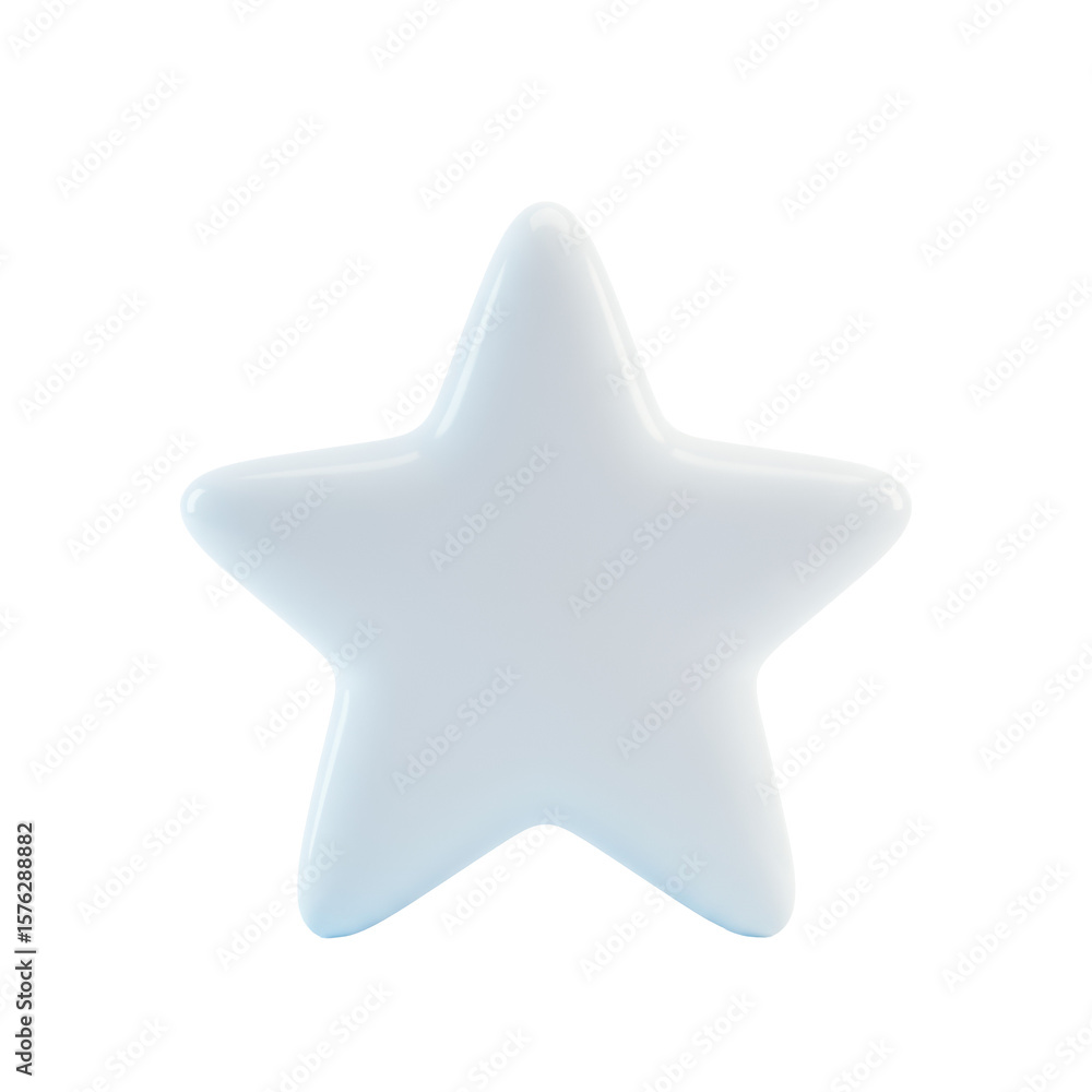 Poster soft, volumetric four-pointed star with a delicate white to light blue gradient and ethereal glow, i