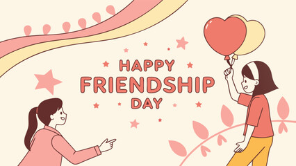 Happy friendship day celebrate with friends and balloons vector illustration for social media posts design