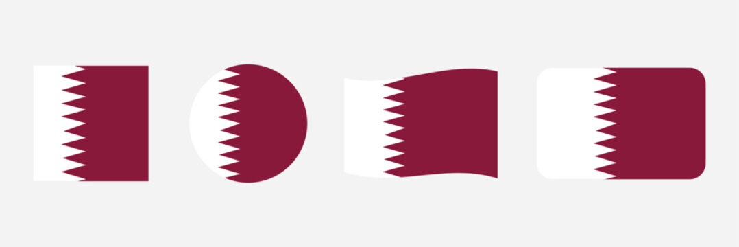 Qatar flag PNG vector. Qatar square and round icon isolated on transparent PNG background. Qatar flag icon.