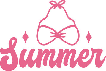 Summer typography clip art design on plain white transparent isolated background for sign, decal, card, shirt, hoodie, sweatshirt, apparel, tag, mug, icon, poster or badge