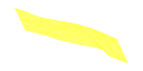 A yellow geometric shape diagonally oriented on a black background with pixelated edges visible