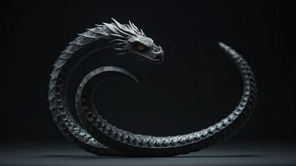 Obraz premium Mystical Dragon Sculpture on Dark Background for Fantasy Art and Design Inspiration