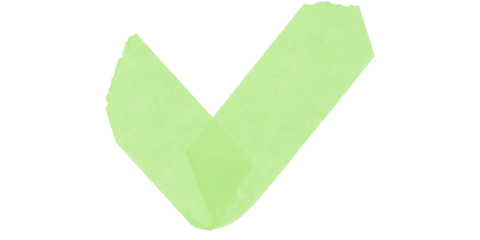 A light green check mark symbol against a black background indicating approval or completion status