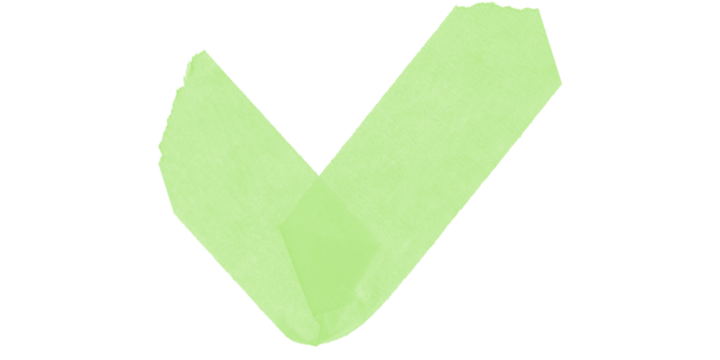 A light green check mark symbol against a black background indicating approval or completion status