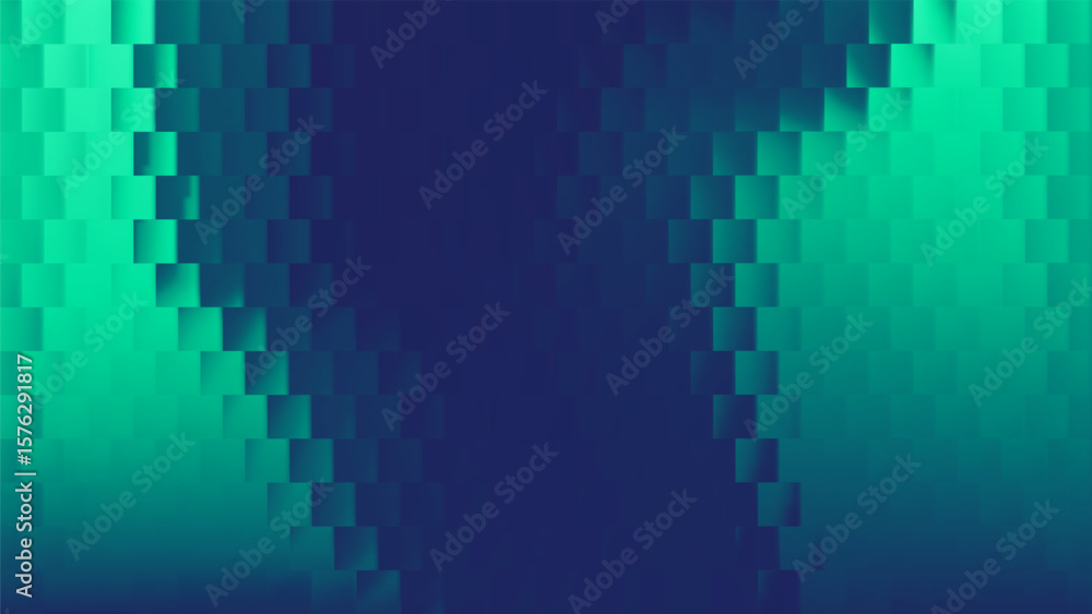 Poster 3d green ribbed glass pattern with gradient background and abstract wave texture. corrugated plastic