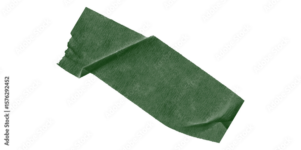Aufkleber isolated dark green rectangular shape with jagged edges on a solid black background viewed at an ang