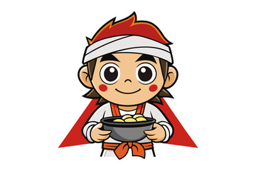 Chef Cartoon Character with Pot: A cheerful cartoon chef proudly presents a steaming pot of delicious food, his joyful expression radiating warmth and culinary expertise.