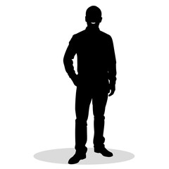 Obraz premium Silhouette of a man standing confidently with hand on hip 