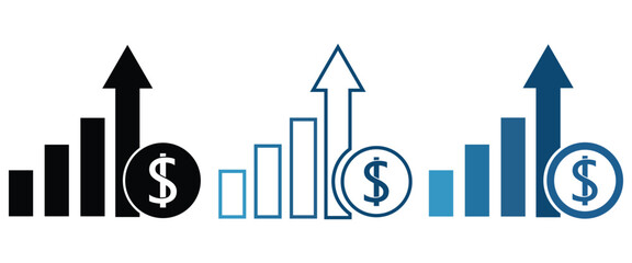  Company Profit Growth and Decline Icons   Performance Indicator and Trend Diagram Vector Set