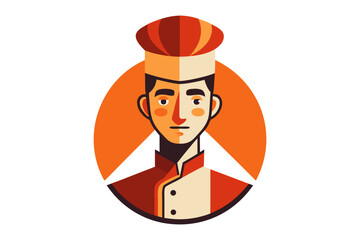 Culinary Artisan: A chef, expertly rendered in a clean, modern style, embodies the essence of culinary expertise, set against a warm, inviting backdrop. 