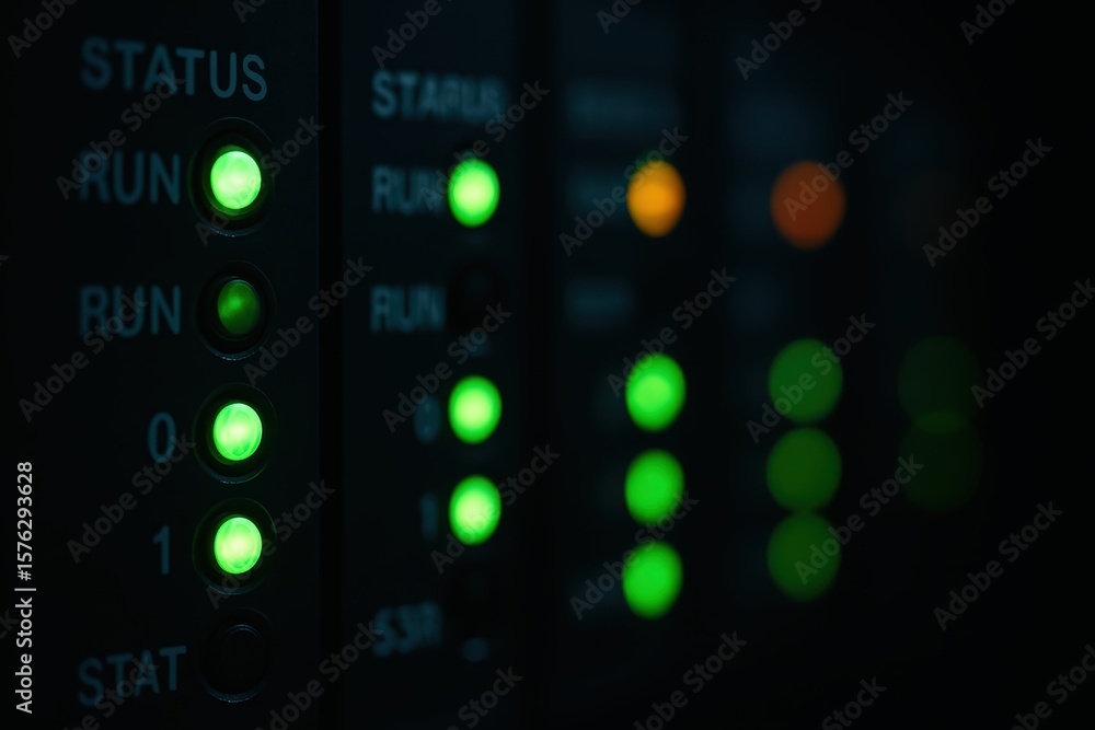 Poster illuminated status indicators on electronic devices with varying light patterns and colors