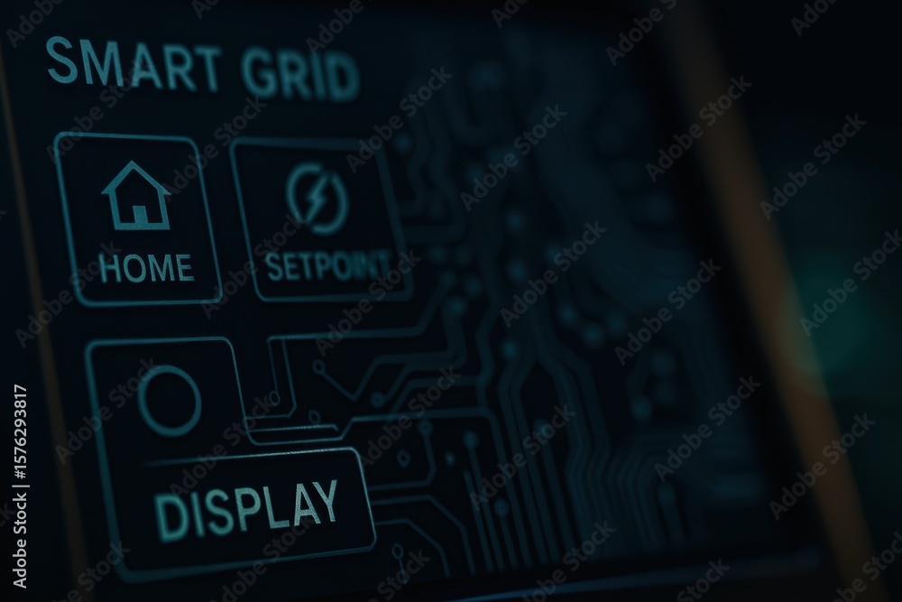 Poster control panel of smart grid technology with digital display for home energy management