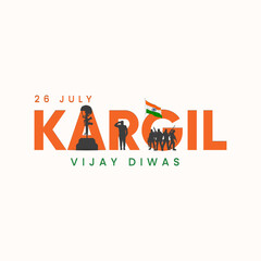 26th July Kargil Vijay Diwas Design Concept With Indian Flag And Army Social Media Post, Web Banner, Print Design
