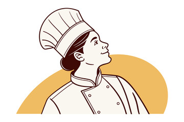The Chef's Culinary Vision: A chef, with a focused gaze, is poised to realize a culinary dream, evoking a sense of anticipation and creative potential.