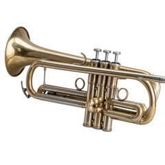  Antique Trumpet Illustration – Vintage Brass Horn with Three Valves and Aged Look PNG