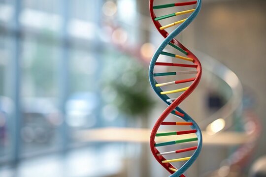 dna strand on blue background