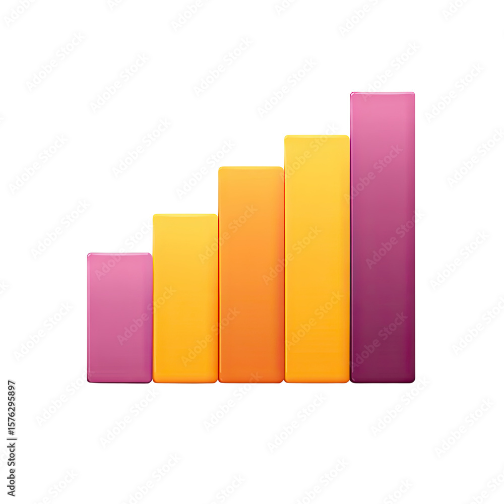 Poster colorful bar graph representing data growth and analysis with a modern design on a clean background