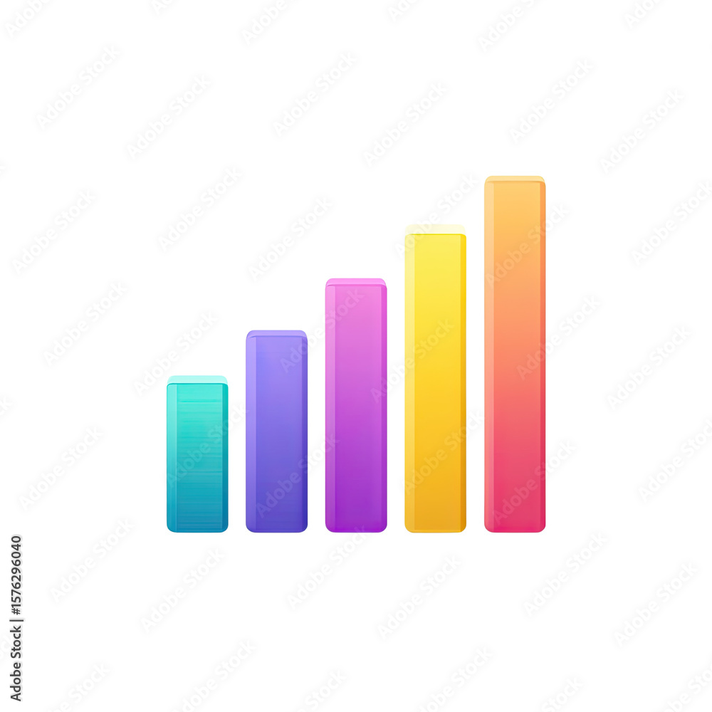 Poster colorful bar graph illustrating growth and progress in business analytics and performance metrics