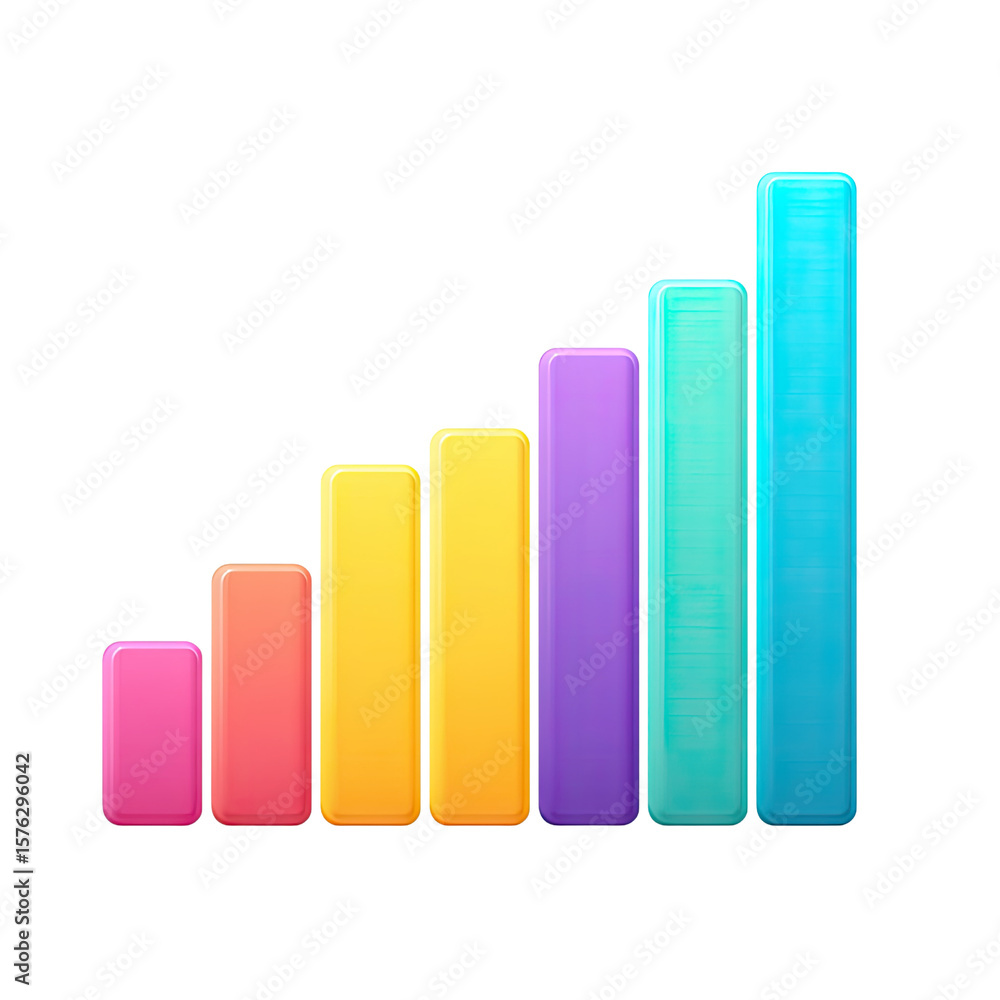 Poster vibrant colorful bar graph representing data growth and progress in modern analytical design
