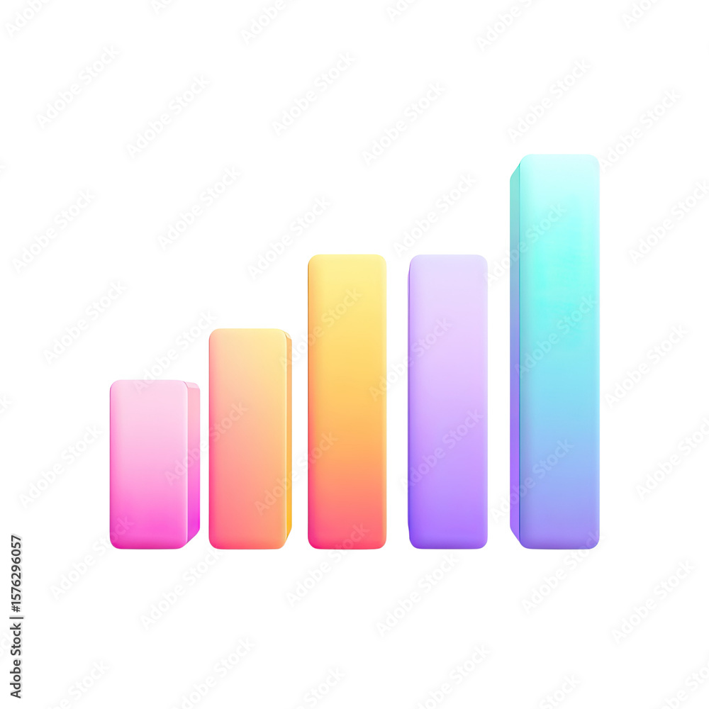 Poster colorful gradient bars graph representing growth and performance metrics in modern business environm