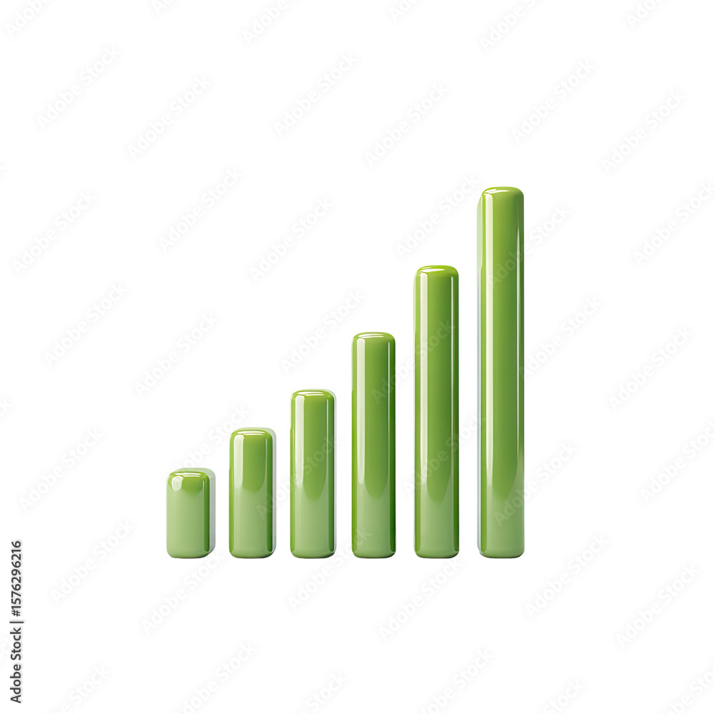 Poster green bar chart representation of data growth and analysis for business presentation and financial r